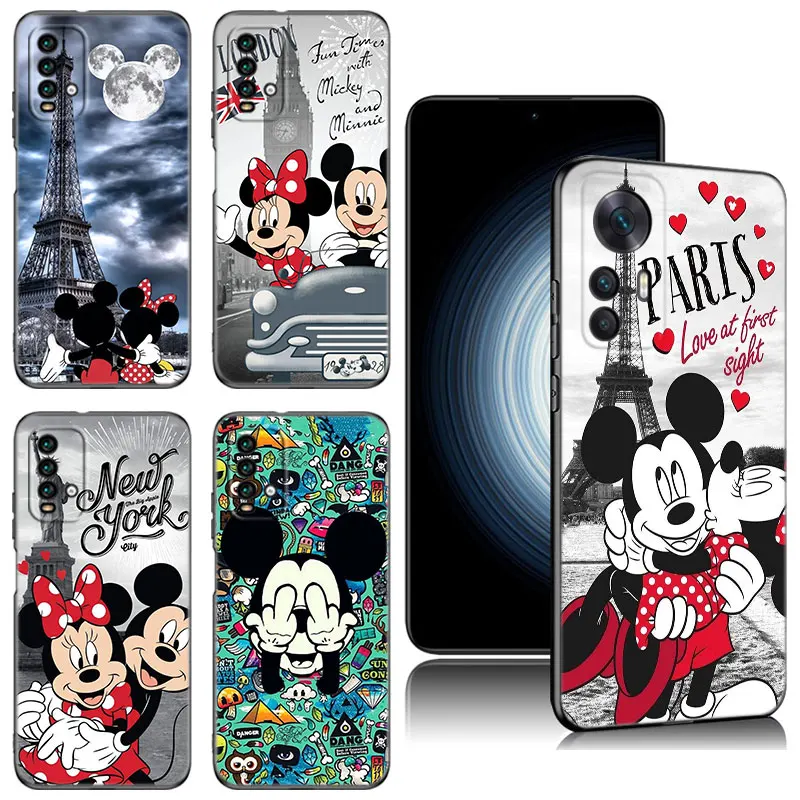 Capa de telefone preta bonito Mickey Mouse para Xiaomi Redmi, 11 Prime, 11A, 12C, 13C, A1, A2, A3, 12, 4G, 10, 5G, 9A, 10A, 9C, 10C, 9i, 12R, 13R, nota 9T