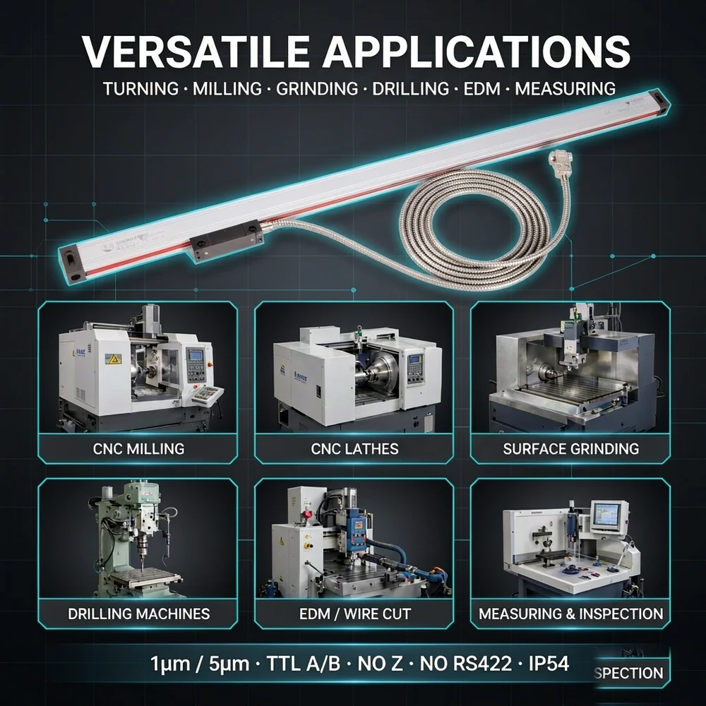 Professional  Grating Scale 60m min 120m min Move Speed 9 Pin Socket Interface CNC Machine Tool Precision Sensor 0.5μm/1μm