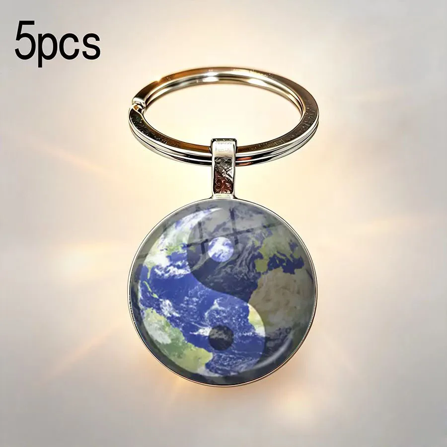 5 pièces, nouveau design créatif de porte-clés avec motif de carte du continent Asie-Europe, accessoires de vacances populaires