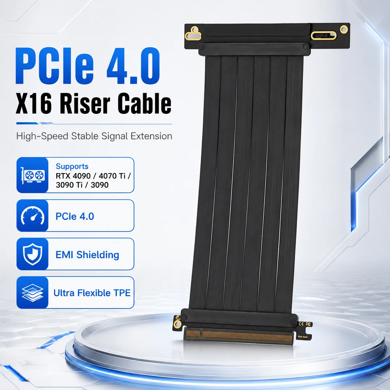 PCI Express 3.0/4.0 x16 to x16 Gen 4 GPU Double Reverse Graphics Card  Extension Cable Riser Card For ITX gold-plated Connector