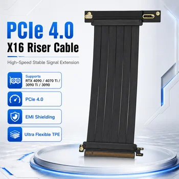 Cable de extensión para tarjeta gráfica PCI Express 3.0/4.0 X16 a X16 Gen 4, con doble conexión inversa, para tarjetas gráficas, con conector chapado en oro, compatible con ITX. 1