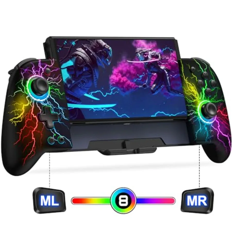 

JC00 Controller Hall Effect OnePiece Wireless Joypad No Drift No Deadzone with 9 Color Lights for Nintendo/ OLED