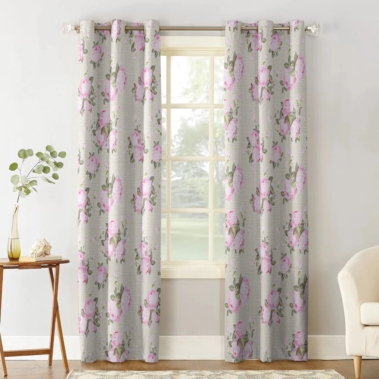 Hand Drawn Flowers And Plants Window Curtain Living Room Kitchen Curtain Panel Blackout Curtains For Bedroom