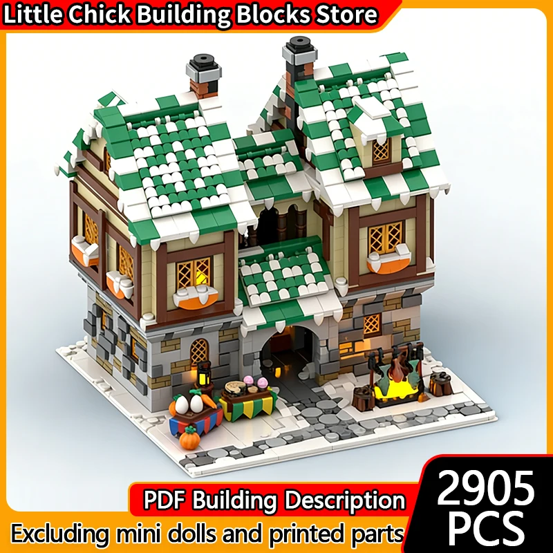 

Medieval Castle Model MOC Building Bricks Winter Village Square Modular Technology Children Holiday Gifts Assemble Toys Suit