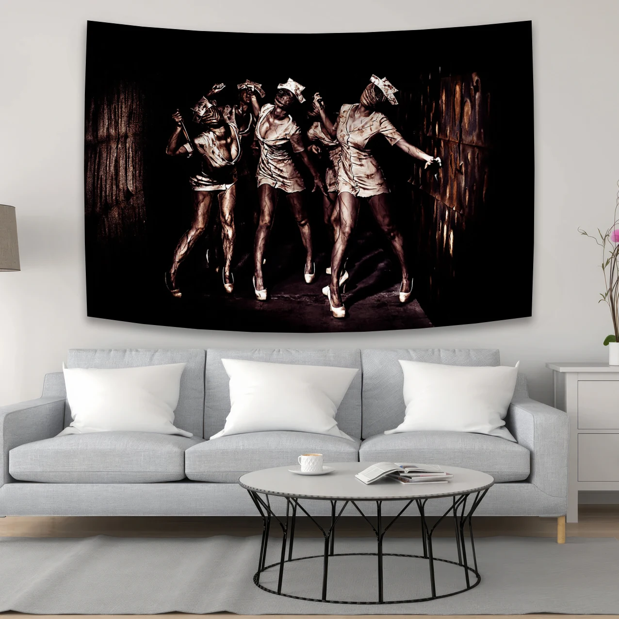 VIKAMA-tapiz de sueño misterioso de Colina silenciosa, estilo escandinavo Ins, patrón de tinta, arte decorativo de pared para sala de estar y dormitorio
