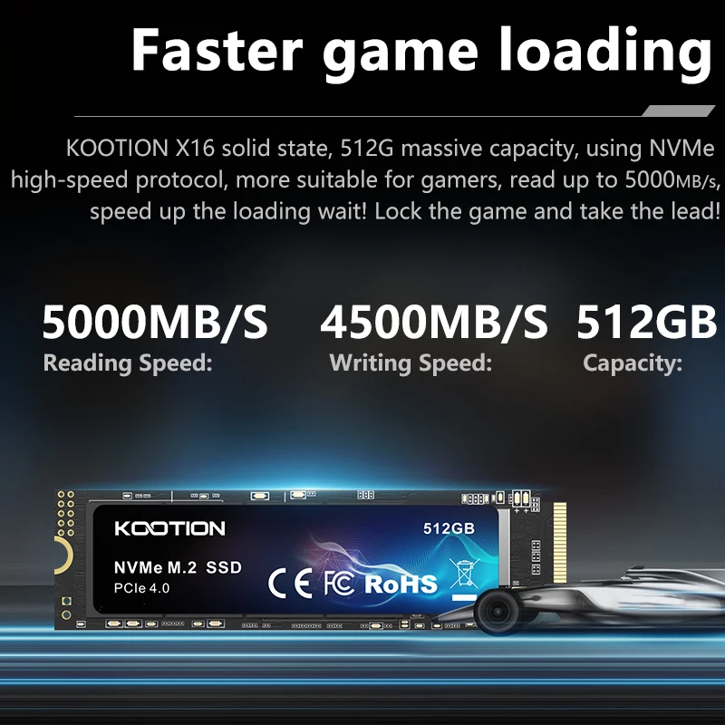 KOOTION NVMe M2 SSD 1 ТБ 512 ГБ Внутренний твердотельный жесткий диск M.2 PCIe 4.0x4 2280 SSD-диск для ноутбука PS5 ПК X16