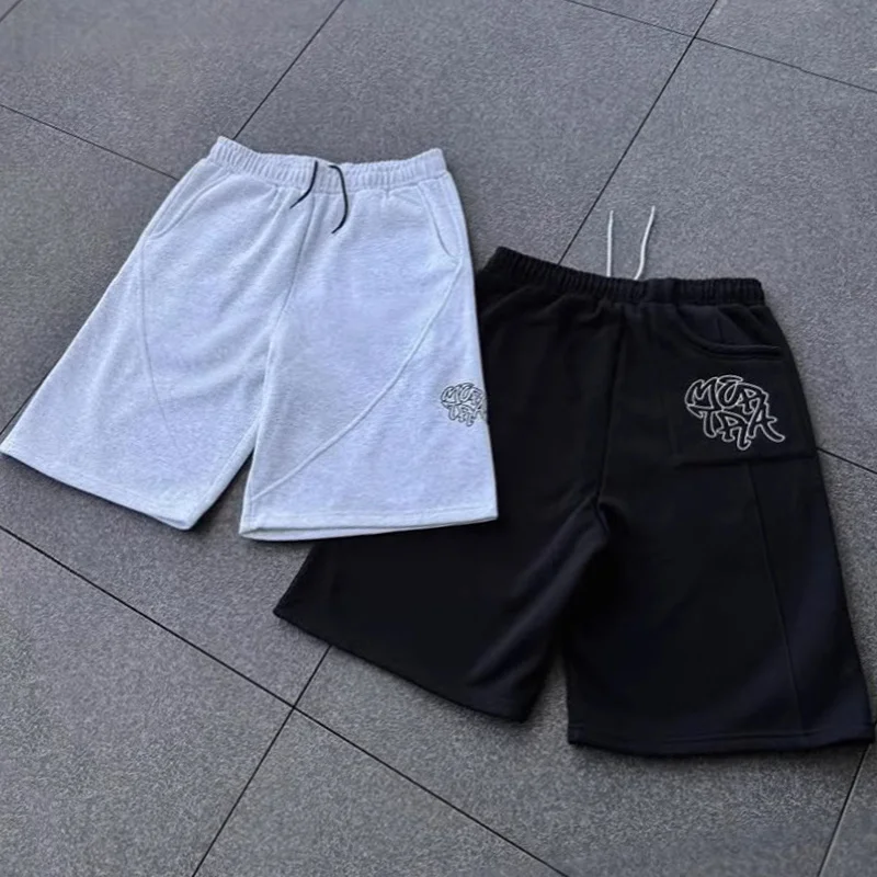 

Шорты Mertra с вышивкой в стиле Харадзюку, хип-хоп, уличный стиль, повседневные шорты, летняя мода, женские свободные спортивные брюки, черные/серые, ХЛОПОК