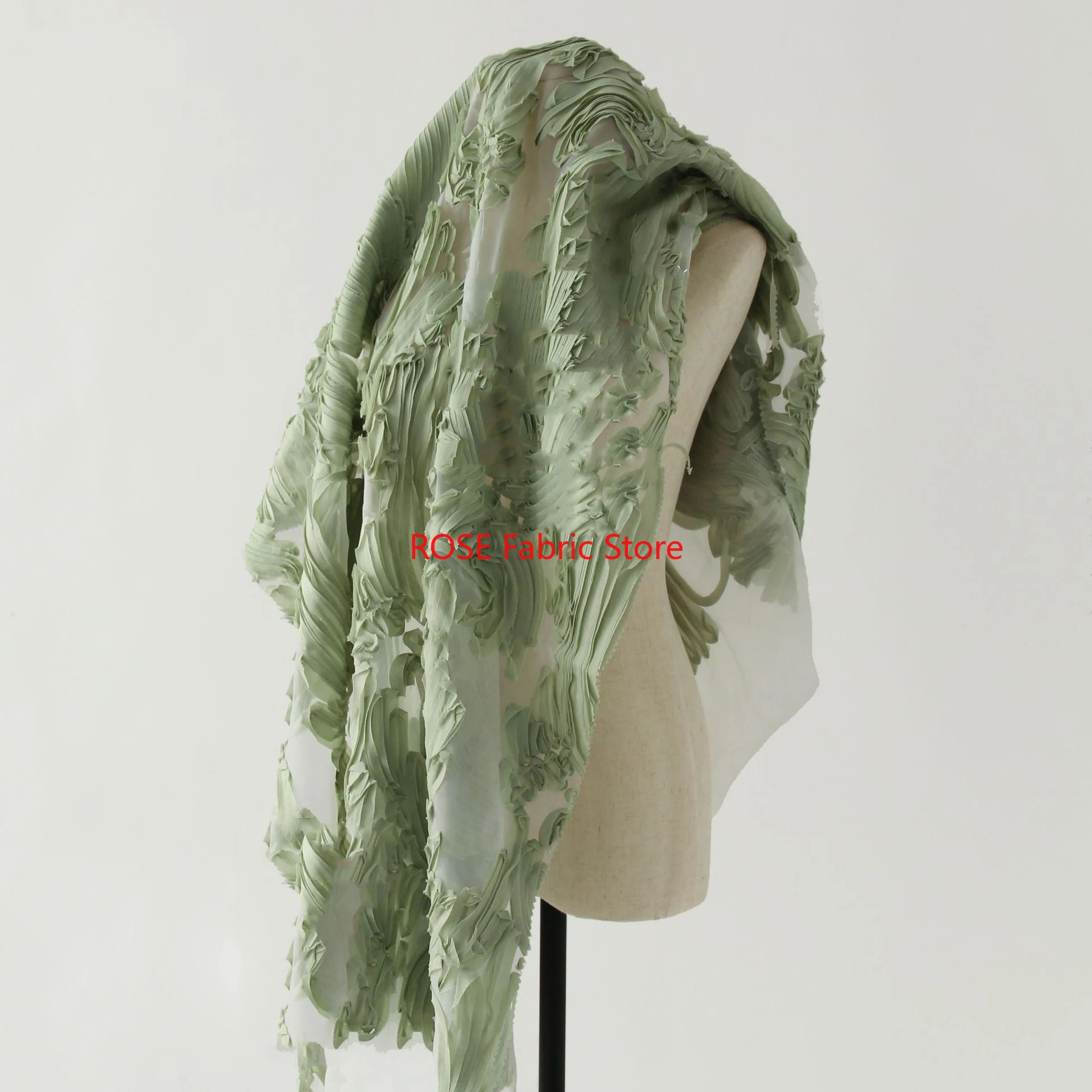 1야드 대형 꽃무늬 거즈 메쉬 자수 원단 드레스 플러피 스커트 DIY 재봉 디자이너 원단