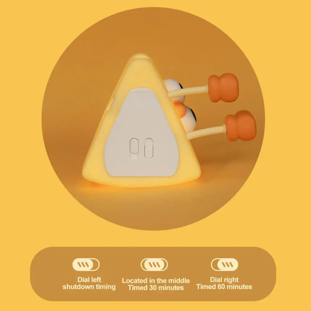 Rechargeable Night Light Cute Night Light Rechargeable Cartoon Cheese Led Night Lamp with Timer Dimmable Feature for Kids