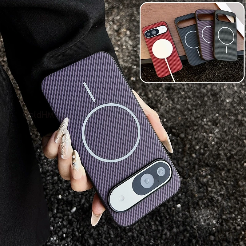 

For Magsafe Magnetic Fiber Case For Google Pixel 10 9 Pro XL Wireless Charging Soft TPU Cover For Google Pixel 9 8a 7A 10 8 Pro