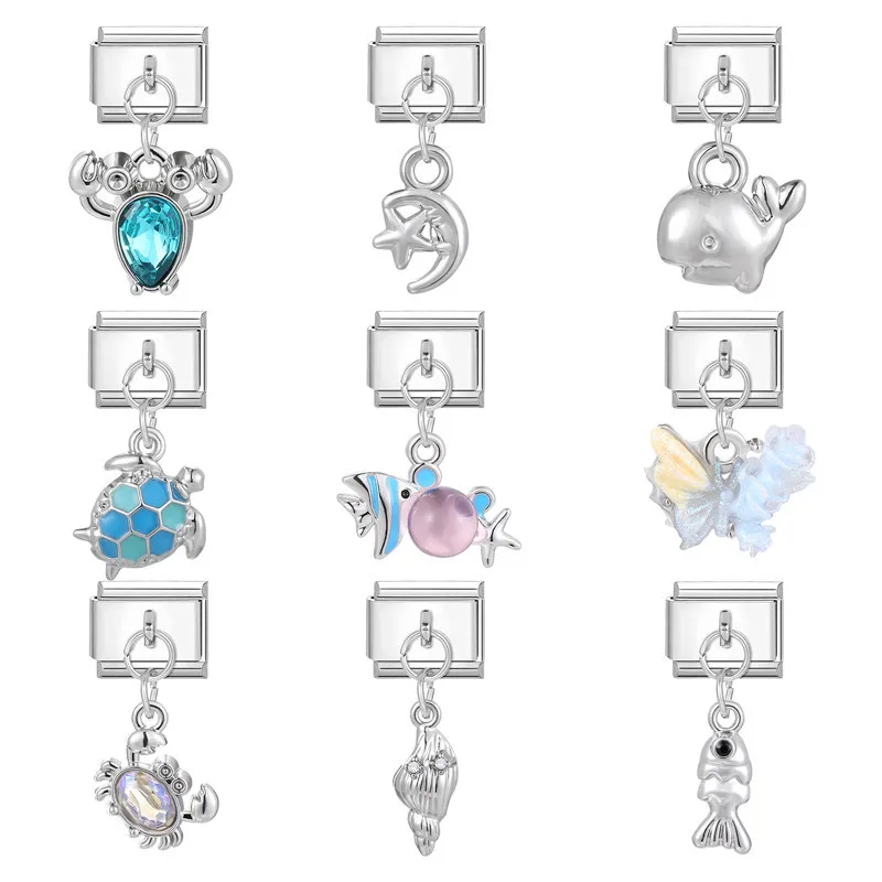 WG 1pc Italian Charm Dream Pendant Ocean Series Fits 9mm Italian Bracelet Drop Dangle Charm Jewelry For Family