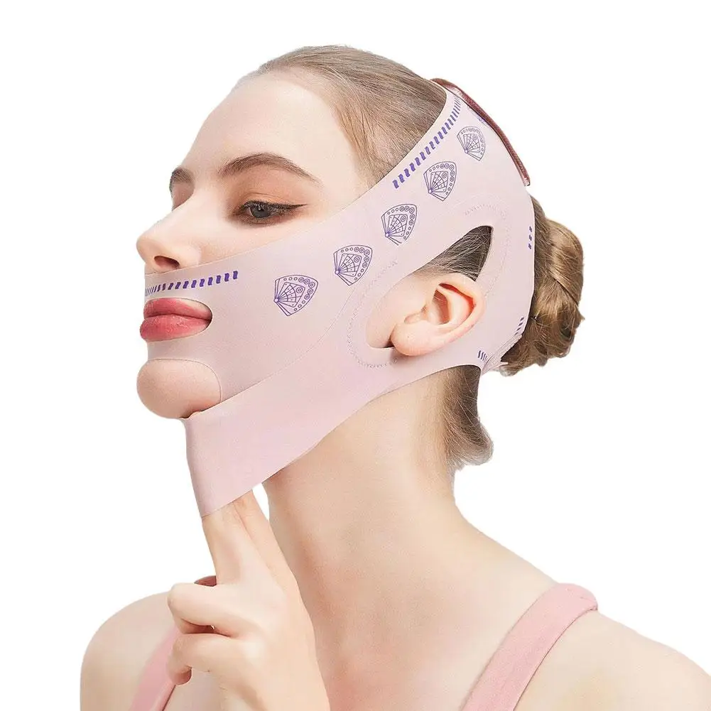 Bandage amincissant pour le visage à double pont, ceinture de levage du visage, bande de beauté anti-joue, V Shaper, ligne de ruisseau, sangle de levage déformable, S1f1