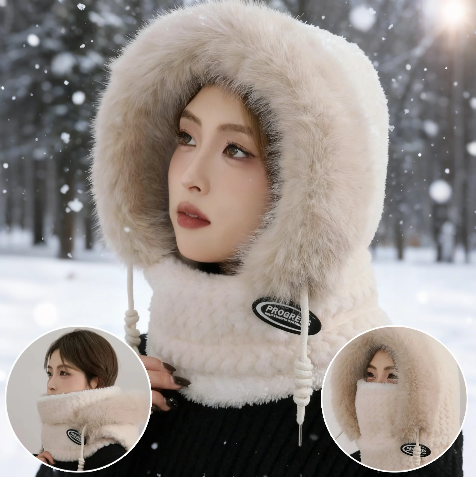 Balaclava de inverno, máscara facial, cachecol, chapéu, combinação, forro de lã à prova de vento, para homens, mulheres, clima frio, atividades esportivas ao ar livre