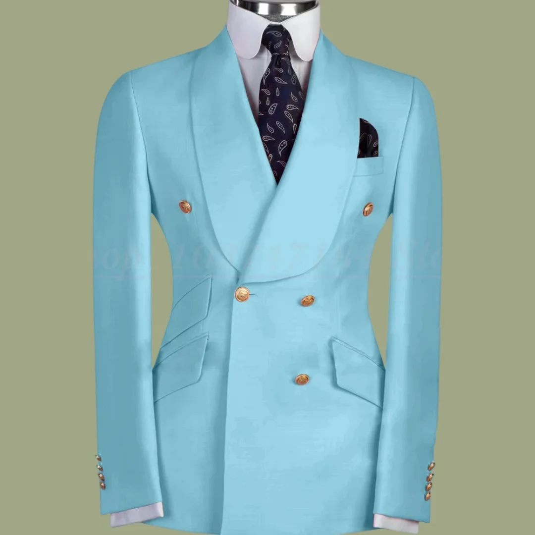 

Formal Travel Men's Jacket Suits Fashion Double Breasted Shawl Lapel Slim Fit 1 Piece Blazer High Quality Skinny Wedding Coat