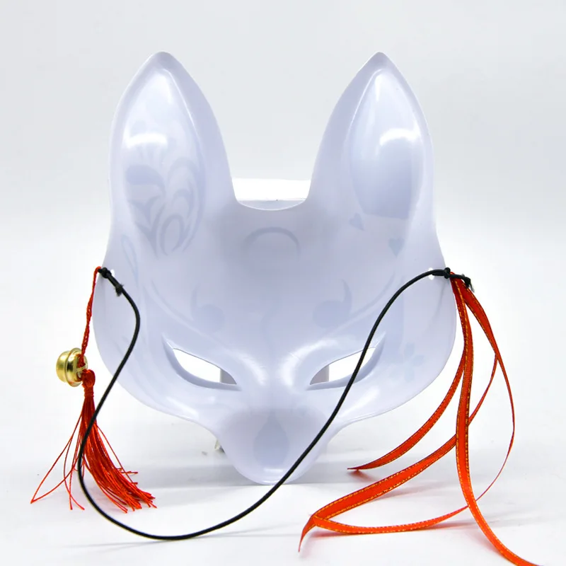 Anime Mask Standing Ear Fox Masks Half Face Masks Pvc Sakura Fox Mask For Halloween Party Cosplay Dress Up Props