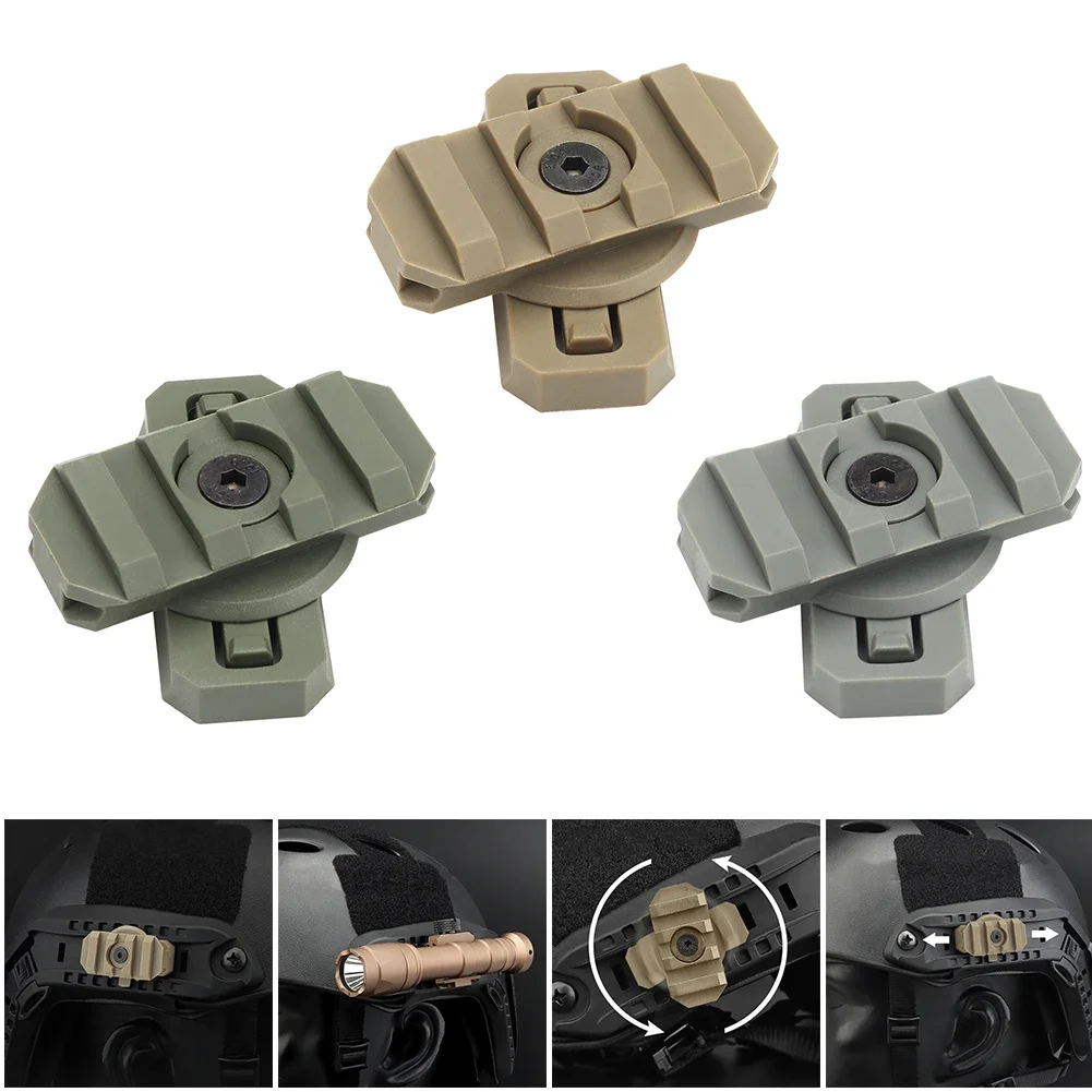 2pcs Tactical Helmet Side Rail Mount Adapter Military 360 Degree Guide Rotation for Airsoft Fast Helmet Rail Hunting Accessories