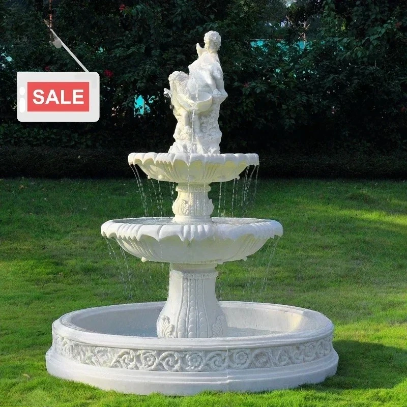 Outdoor garden, fish pond, water feature, courtyard floor-to-ceiling decoration Large European-style flowing water fountain,