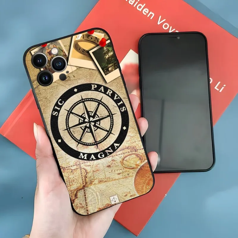 Sic Parvis Magna Uncharted Phone Case For Iphone 11ProMax 13 14 12 Pro Max Mini Xr X Xs 6 6s 7 8 Plus Funda Shell Cover