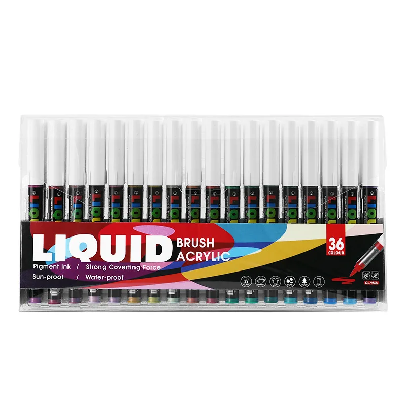 48-Color Straight Liquid Marker Pen Set  Acrylic Markers for Art that Be Drawn on Various Materials and with Smart Ink Control