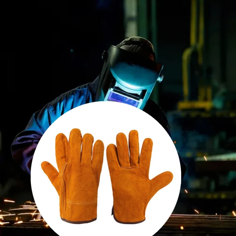 Protective Labor Gloves For Electric Welder Two-layer Cowhide Men Work Gloves Welder's Argon Arc Welding Second Protection