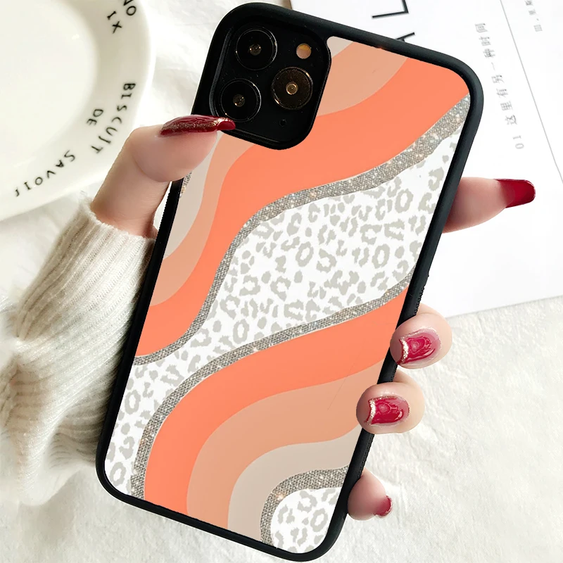 5 5S SE 2020 Phone Cover Case for iPhone 6 6S 7 8 PLUS X XS XR 11 12 13 MINI 14 PRO MAX Rubber Silicone coral cheetah pattern