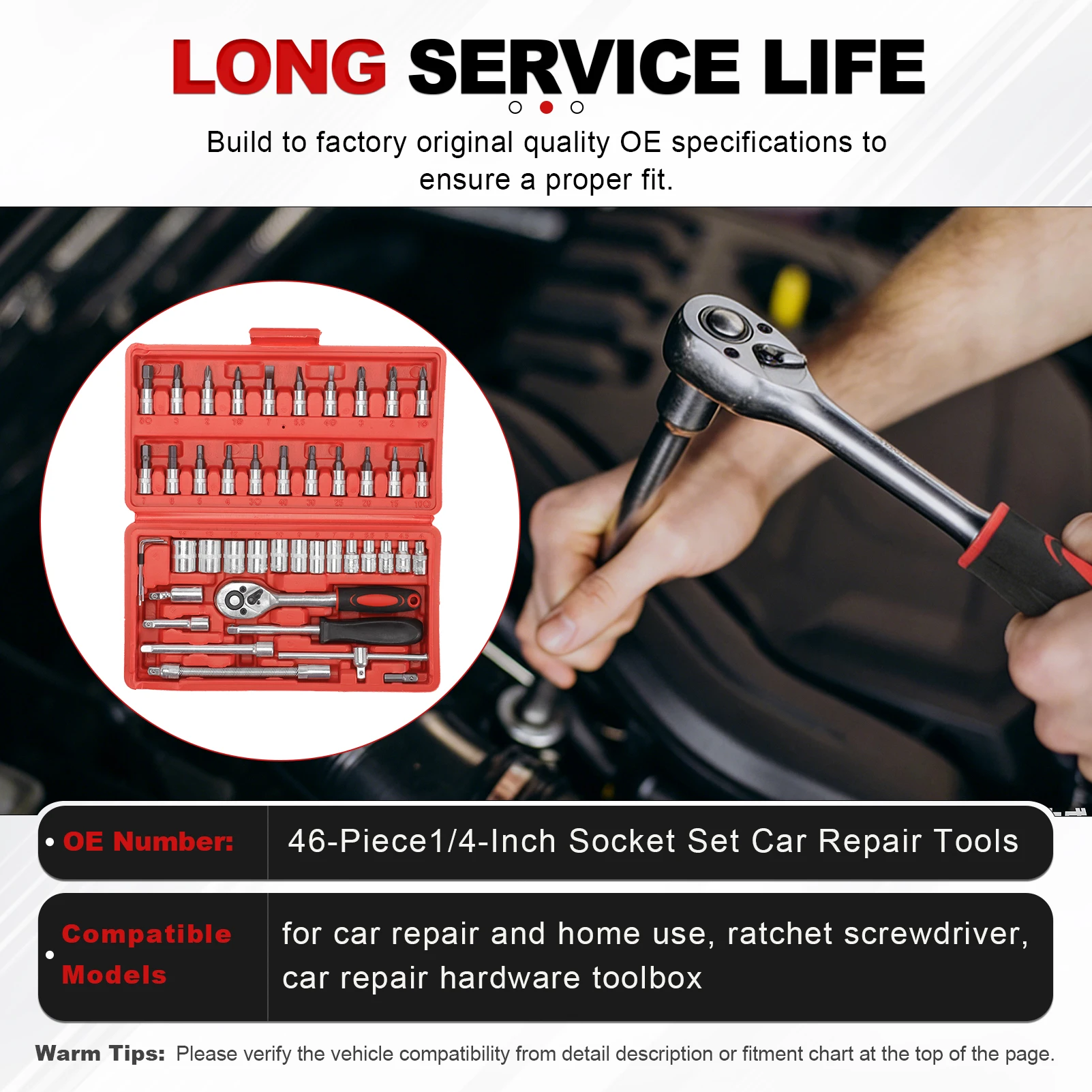 

Universal Socket Wrench Diy 46pcs Repair Tool Kit Ratchet Screwdriver for Car Repair Hardware Toolbox