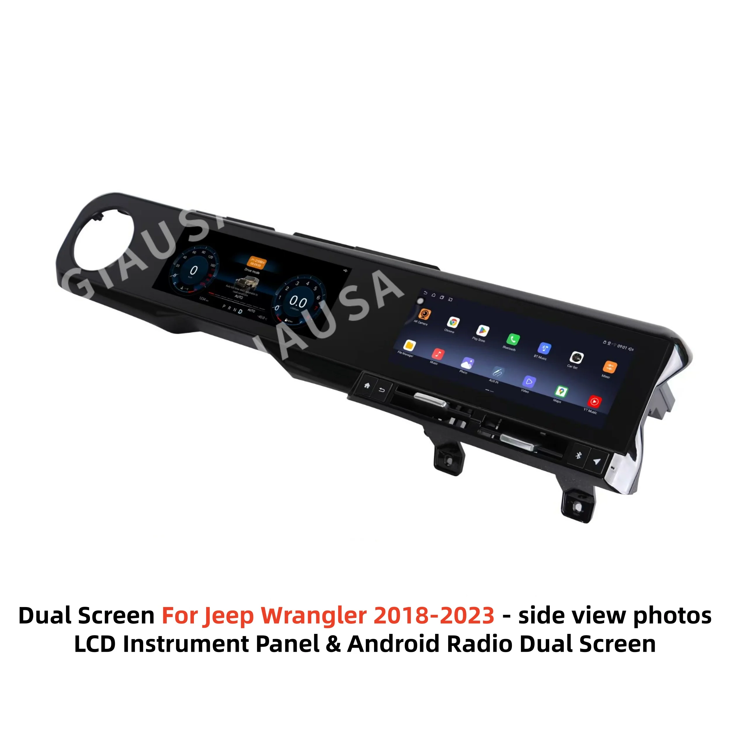 12.3 inch New Upgrade Dual Screen For Jeep Wrangler JL 2018-2023 Android Multimedia Radio LCD Dashboard Digital Cluster Carplay