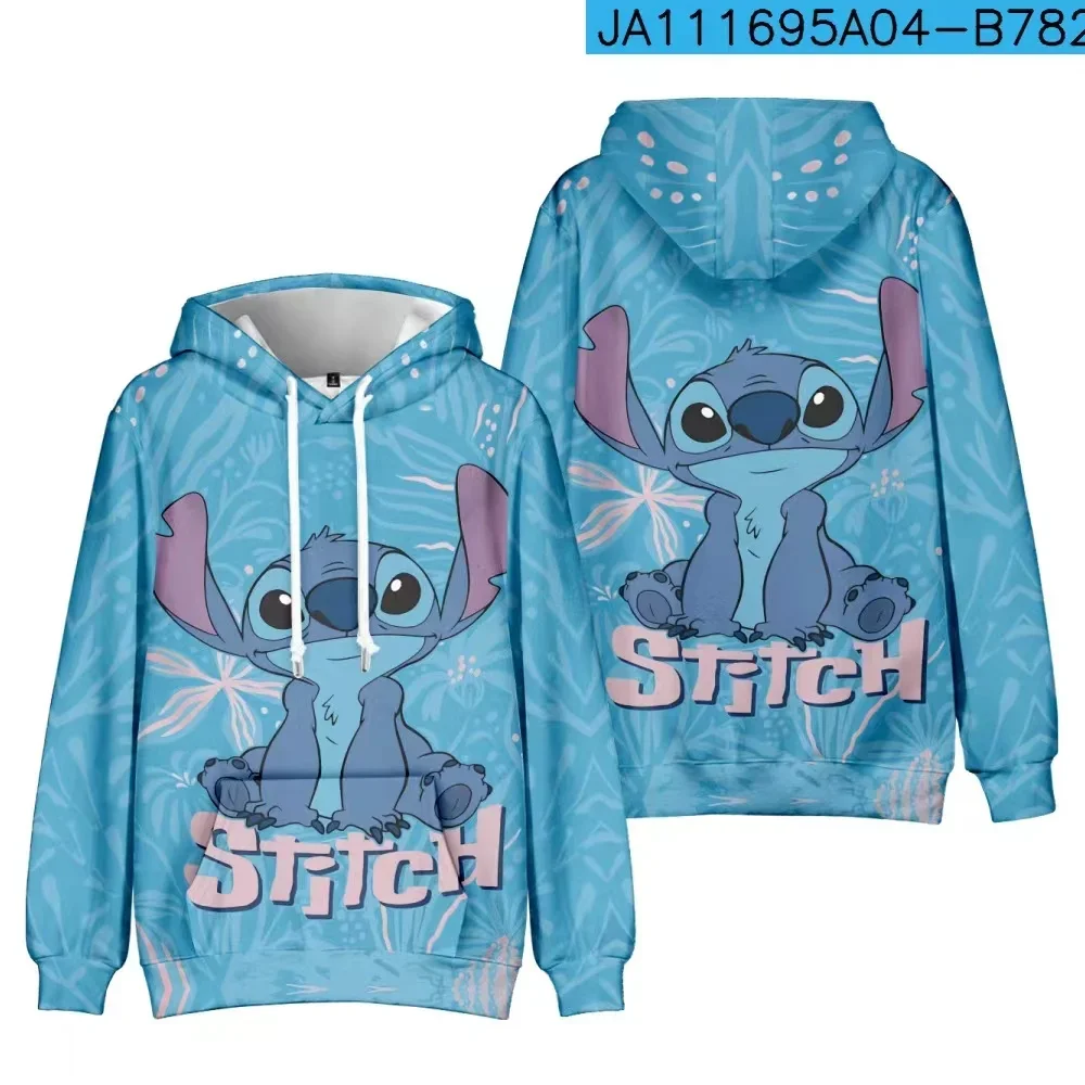 Disney Children's Hoodies Stitch Boys Girls Pullover 3D Printed Cartoon Tops Fashion Men's Hoodies New Oversized Men's Clothing