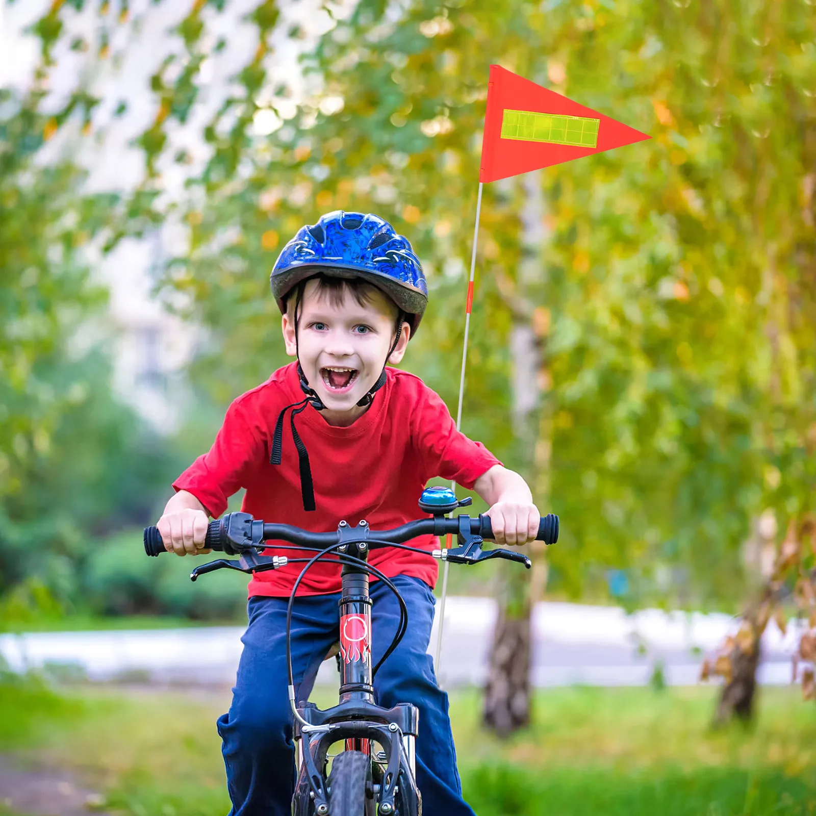 

1 Set Bike Safety Flag With Pole Orange High Visibility Warning Sign For Cycling Durable Lightweight Easy Installation