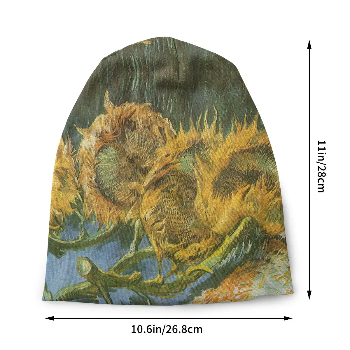 SunFlower Vincent Van Gogh Painting Women's Beanies Printed Chemotherapy Pile Outdoor Turban Breathable