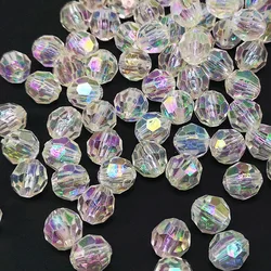 AB Color Shiiny Faceted Acrylic Beads For Jewelry Making Diy Bracelet Necklace Handmade Accessories 8 10mm Loose Spacer Beads