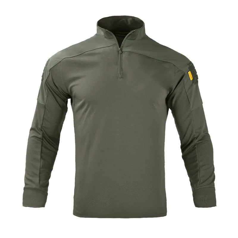 Camisa Táctica de Manga Larga para Hombre, con Cierre de 1/4, Estilo Militar, Transpirable, de Secado Rápido, para Senderismo, Caza y Trabajo al Aire Libre