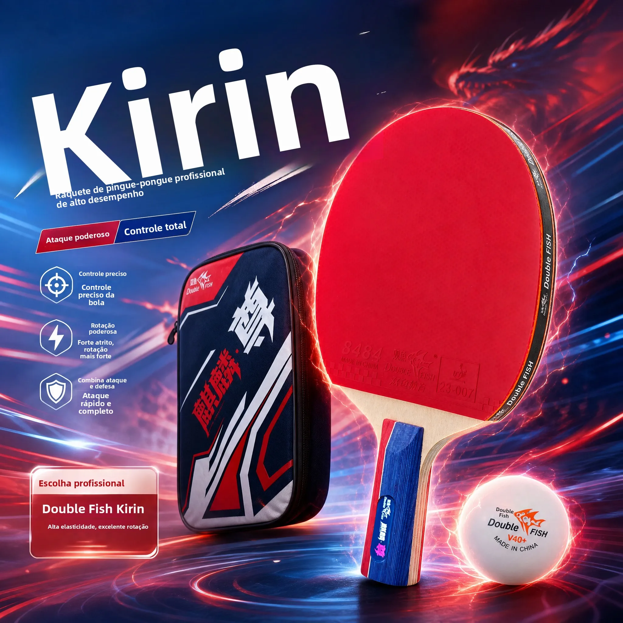 double-fish-professional-table-tennis-paddle-advanced-level-seven-layer-bottom-board-durable-horizontal-and-vertical-shot