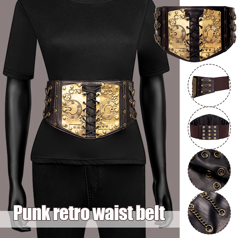 Cintura corsetto largo Vintage da donna Steampunk armature da cavaliere medievale Costume da pirata vichingo cintura accessori Cosplay medievali
