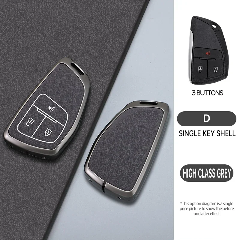 Zinc Alloy Car Key Case Cover for Chevrolet GMC Sierra Yukon 2023 2024 Silverado 1500 Suburban Tahoe Keychain Shell Accessories