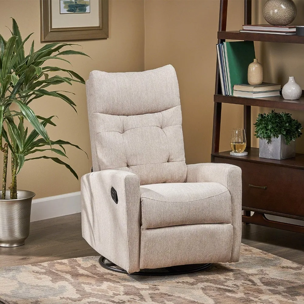 Knight Home Ishtar Glider Swivel Push Back Nursery Recliner, Beige, Black