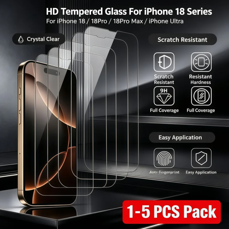 Neu: 1-5 Stück HD Panzerglas, kratzfest, einfach zu installieren, für iPhone 18 Serie, für iPhone 18/18Pro/18ProMax/iPhone Ultra