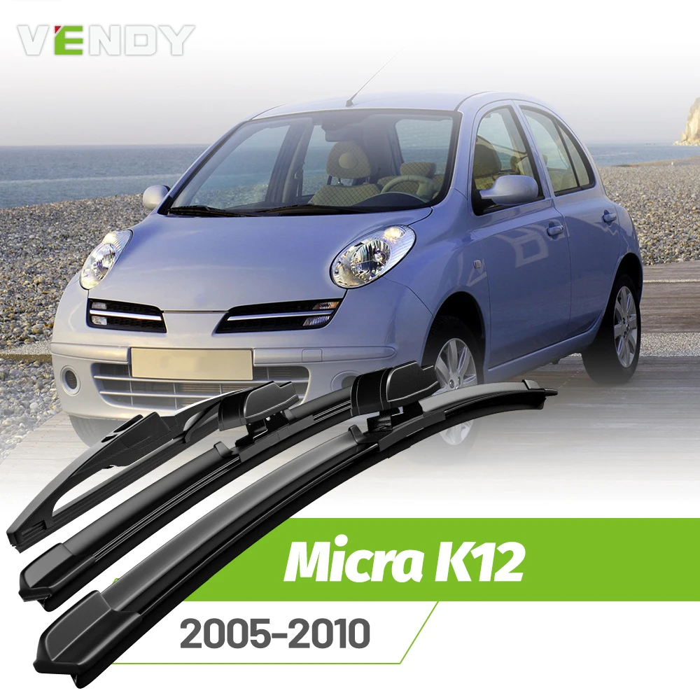 Vordere und hintere Wischerblätter-Set für Nissan Micra K12 (Facelift) 2005–2010, Windschutzscheiben-Regenbürsten, 21 Zoll + 18 Zoll + 16 Zoll