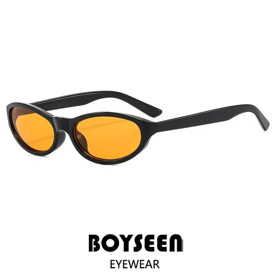 BOYSEEN Herren-Sonnenbrille im Hip-Hop-Stil, schmaler Rahmen, orangefarbene Brille, UV400, Reise- und Strand-Sonnenbrille, U400