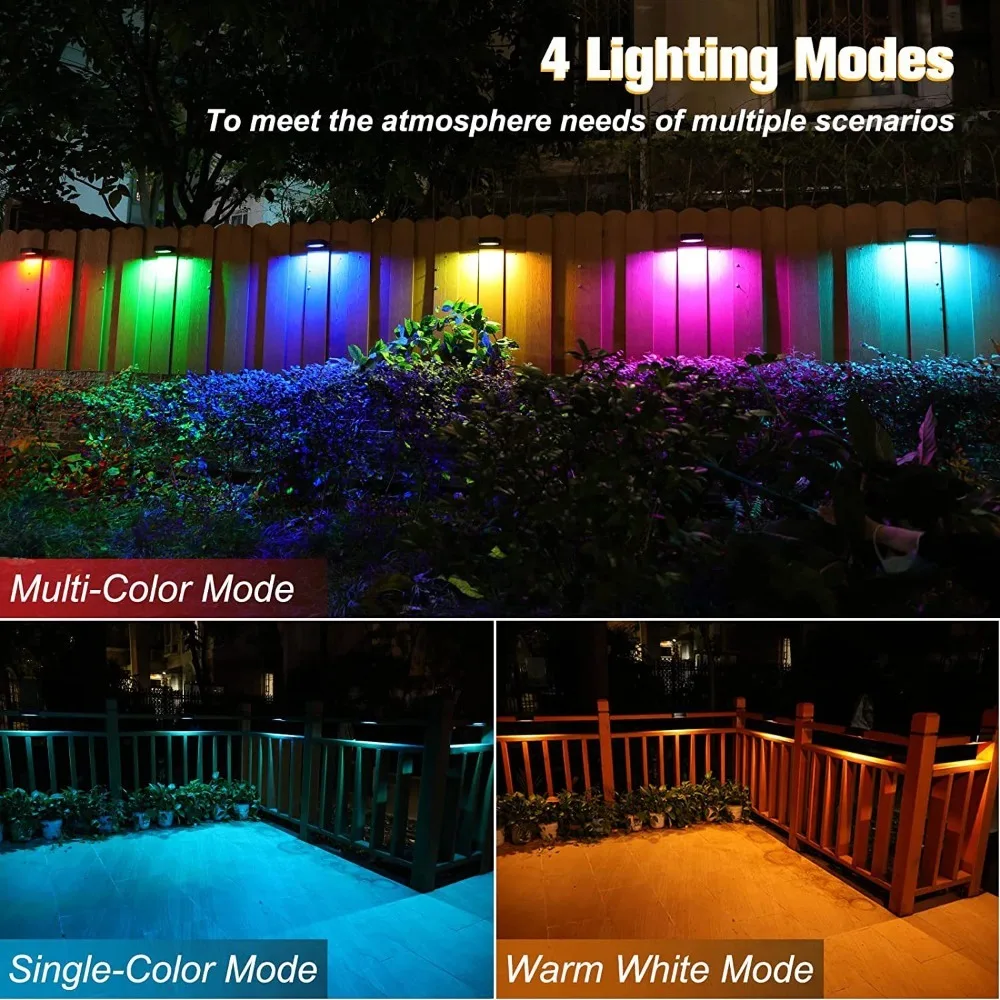 Solar light outdoor garden LED waterproof 4Pack automatic sensing deck step fence wall light external new color atmosphere lamp