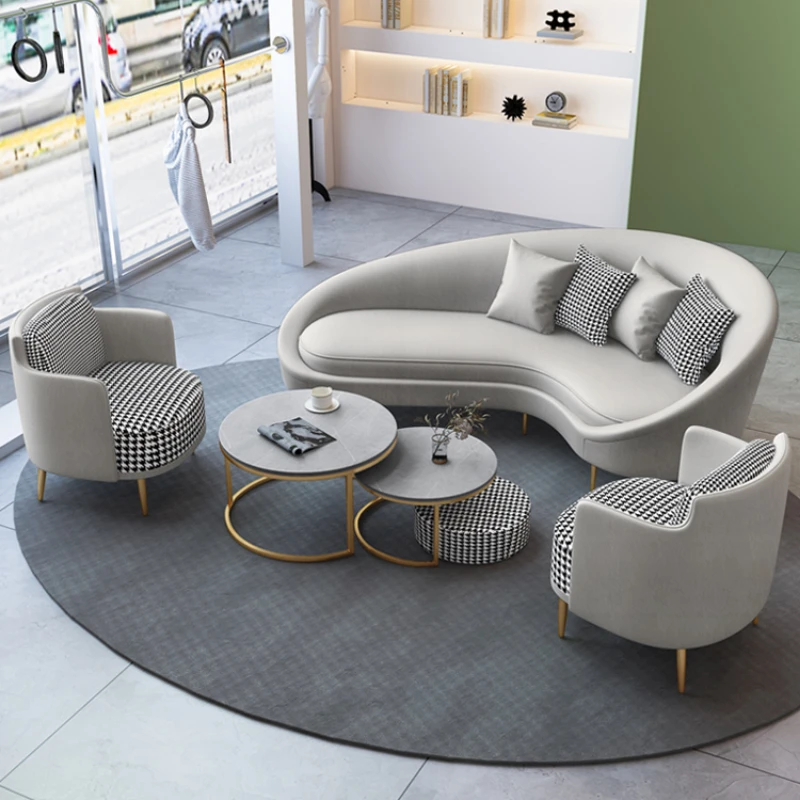 

Shop reception, light luxury circular arc shaped leisure and creative negotiation sofa