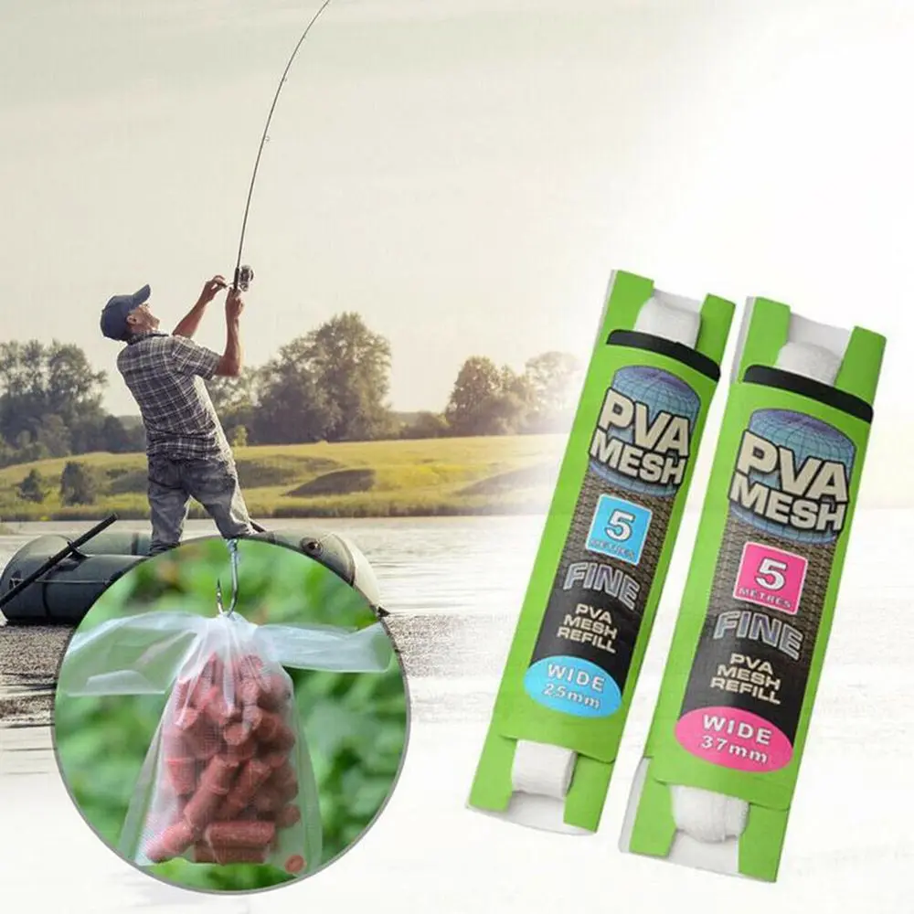5M/20M Soluble PVA Mesh Refill Carp Fishing Feeder Fishing Lures Refill Rig Hook Bait 25mm/37mm Wrap Bag Fishing Accessories image 6