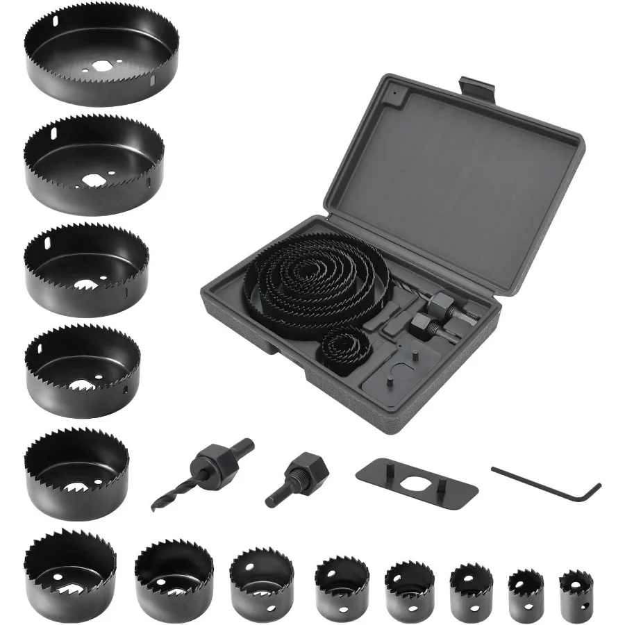 طقم منشار ثقب مكون من 17 قطعة مع مغزل لتطبيقات الحوائط الجافة البلاستيكية والخشب والبلاستيكية مقاسات من 3 إلى 4 إلى 5 مثالية للحفر الدقيق #1