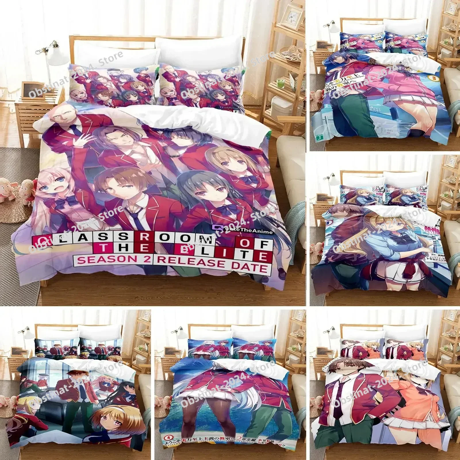

3D Printed Classroom of the Elite Bedding Set Anime Duvet Cover Double Twin Full Queen King Adult Kids Bedclothes Quilt Cover