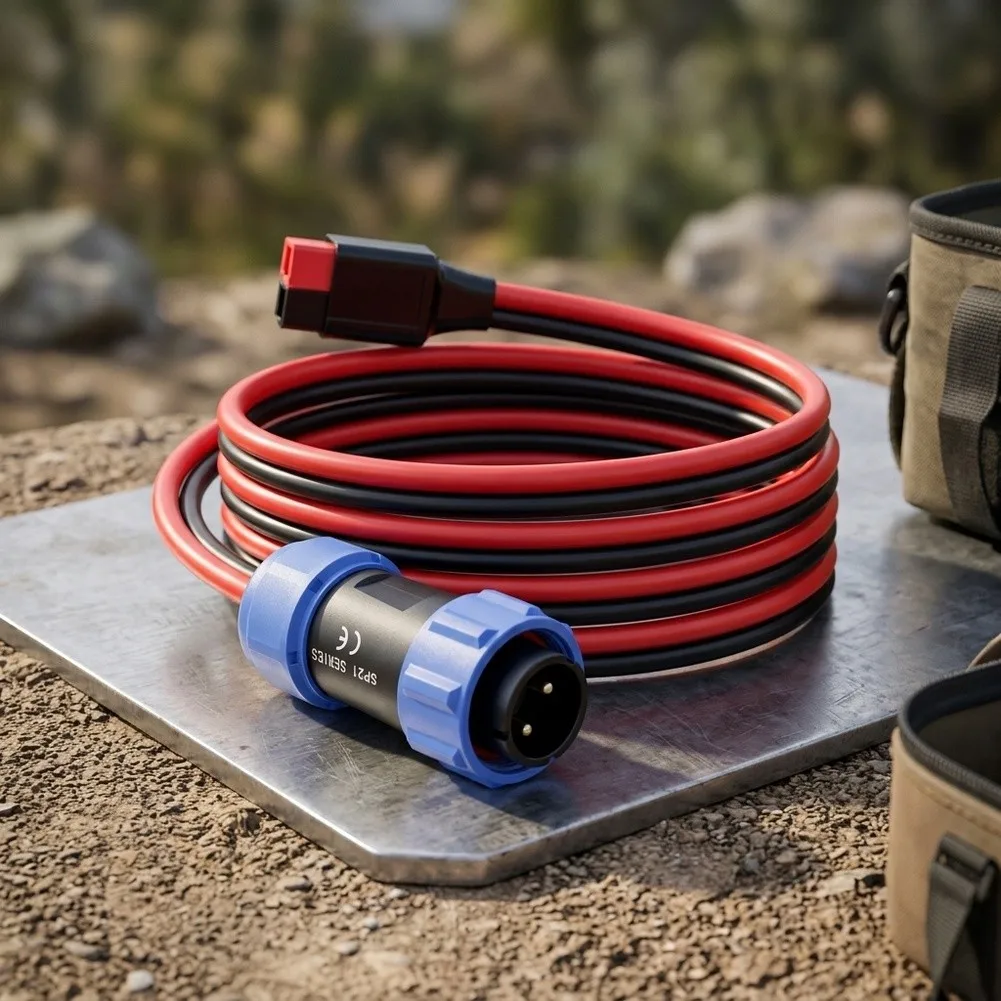 12V 30A Photovoltaic Cable Featuring Aviation Male Connector 12AWG Tinned Copper 1m Length Compatible with AC200MAX EP500 Pro