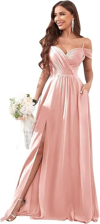 QMANSHA Couture Maßgeschneidertes Abendkleid, schulterfrei, kurze Ärmel, herzförmiger Ausschnitt, gerüscht, A-Linie, Ballkleid, Brautjungfernkleid – Detail 13