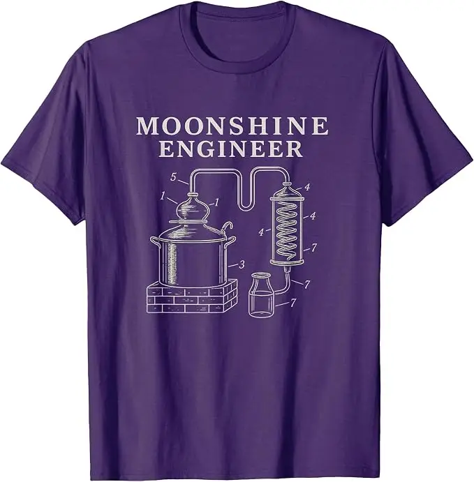 Patent Art Moonshine Engineer Drawing Print Moonshine T-Shirt Y2k Vintage Graphic Saying Tee Personalisierte Unisex-Kleidung Neuheit – Detail 10