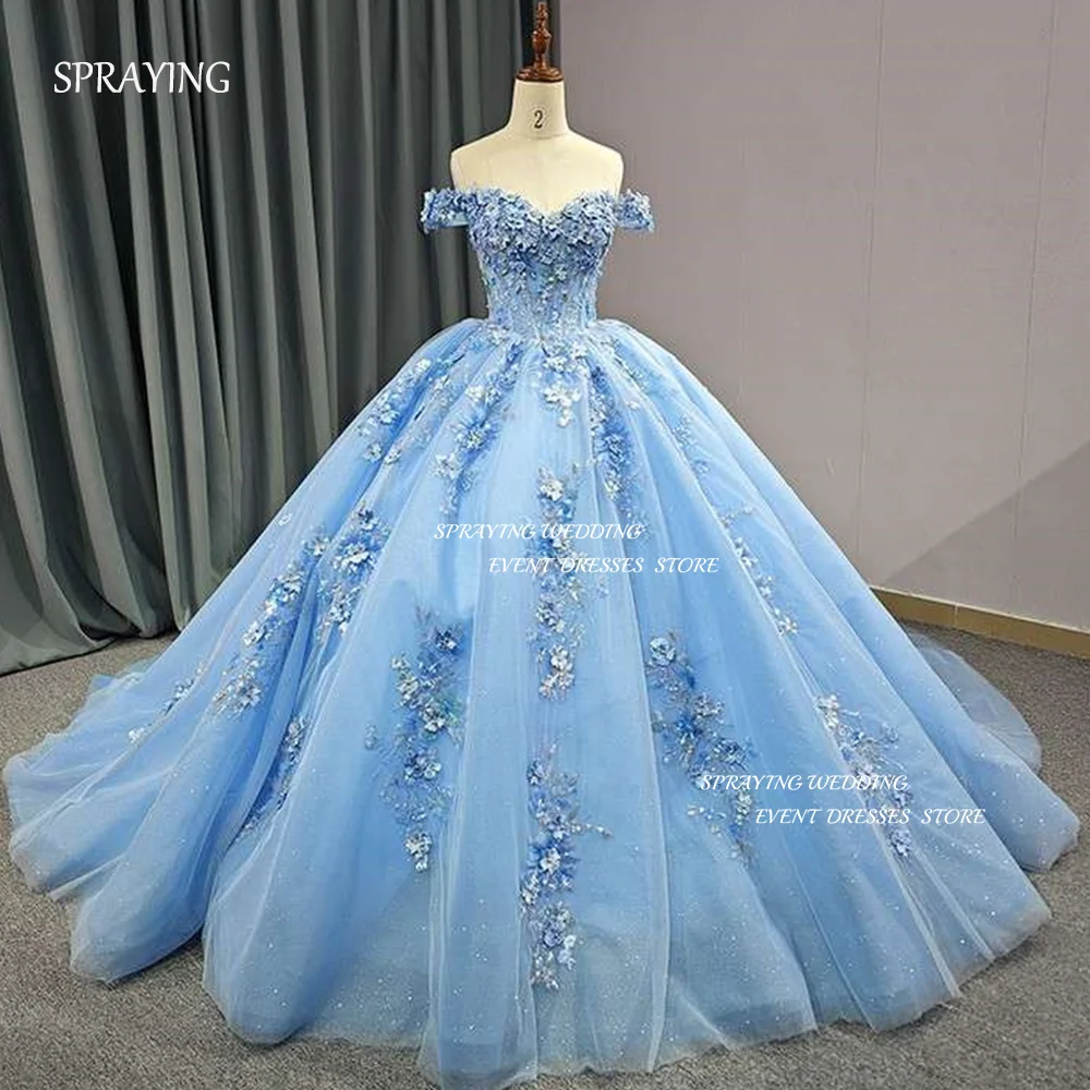 SPRAYING – robe De 15 Quinceañera, ligne a, magnifique, épaules dénudées, avec des Appliques en dentelle, robe De bal d'anniversaire, 2024