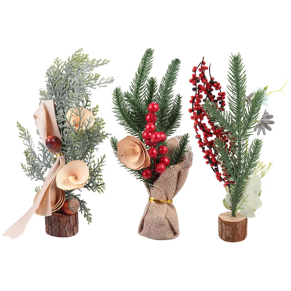 

3 Pcs Mini Christmas Trees Desktop Decor Compact Space Saving Xmas Atmosphere Arrangement Best Gift Holiday Spirit