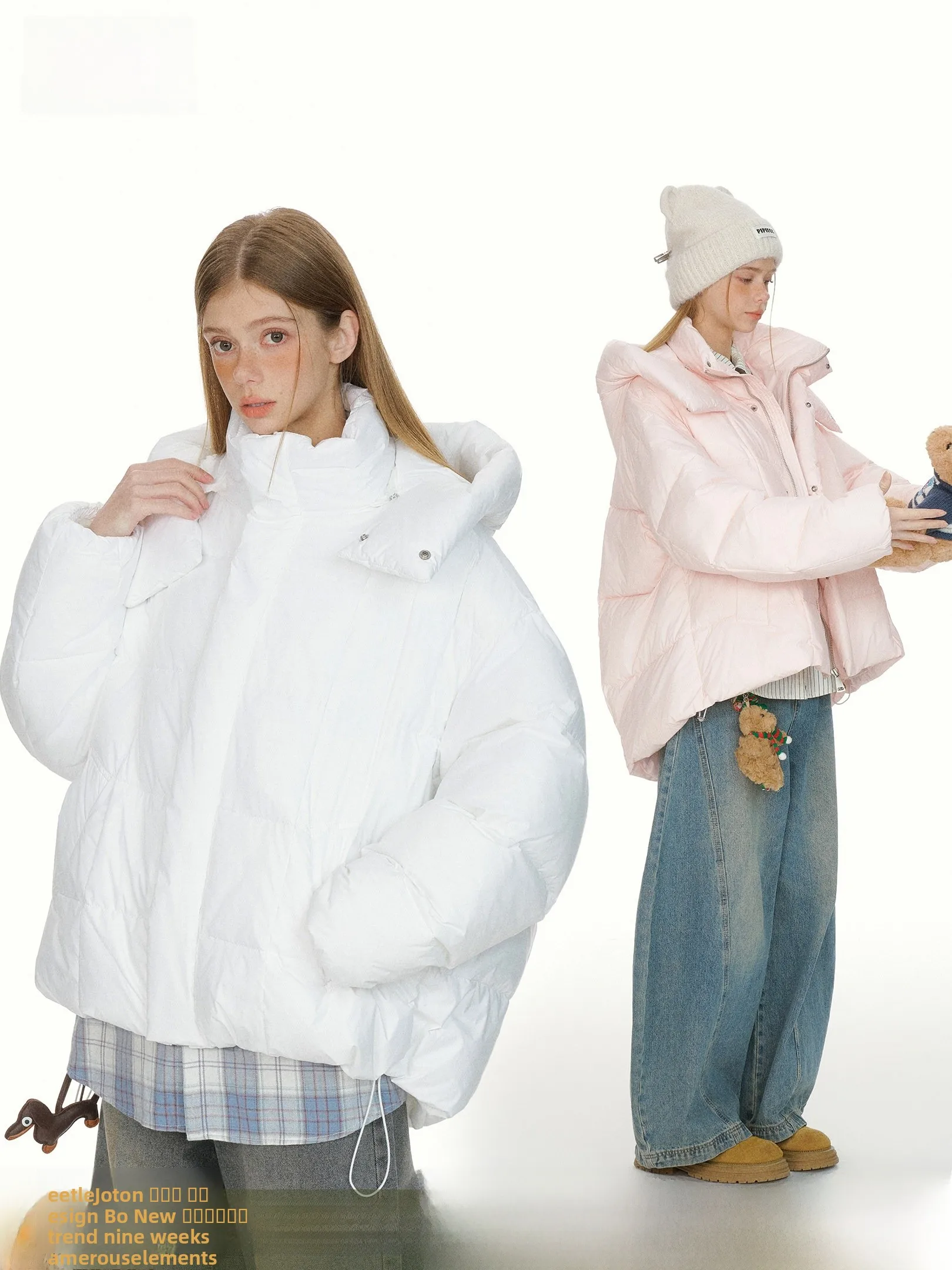 

Beetel Town American Pure Color Thiened Hooded Puff Cotton Jaet Women's Winter Warm Cotton Coat Fem Loose Fit Long Sle...